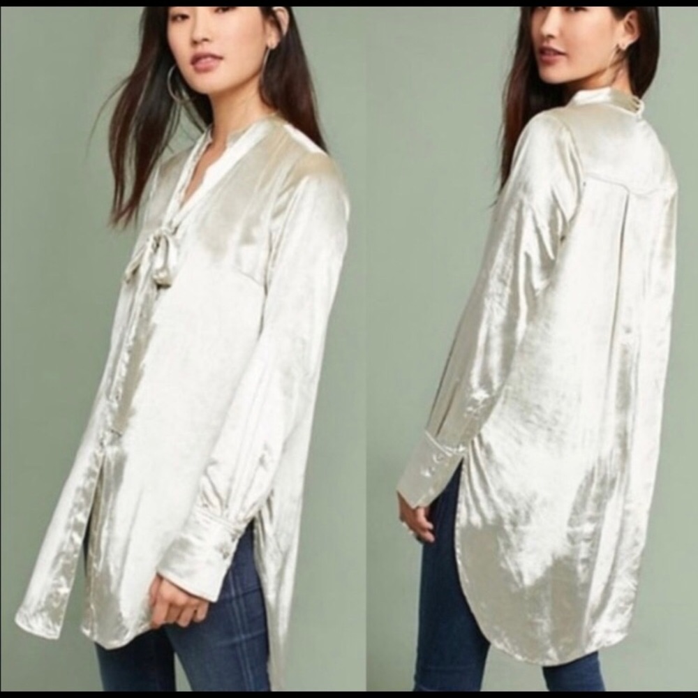 Anthropologie Crushed Maeve Crushed Velvet Tunic